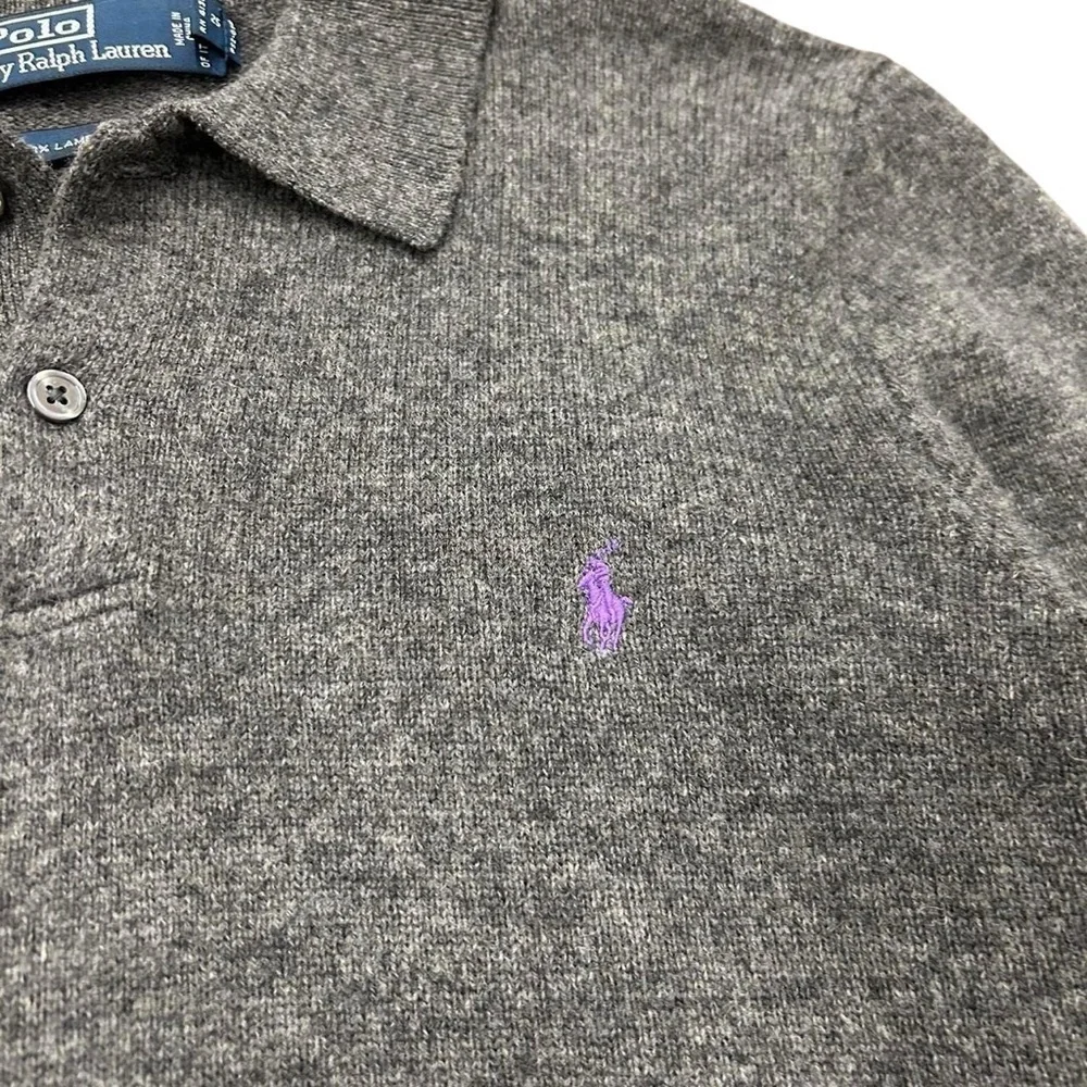 Polo Ralph Lauren Lambs Wool Polo Pullover Knit Sweater Men’s Large Gray Vintage
